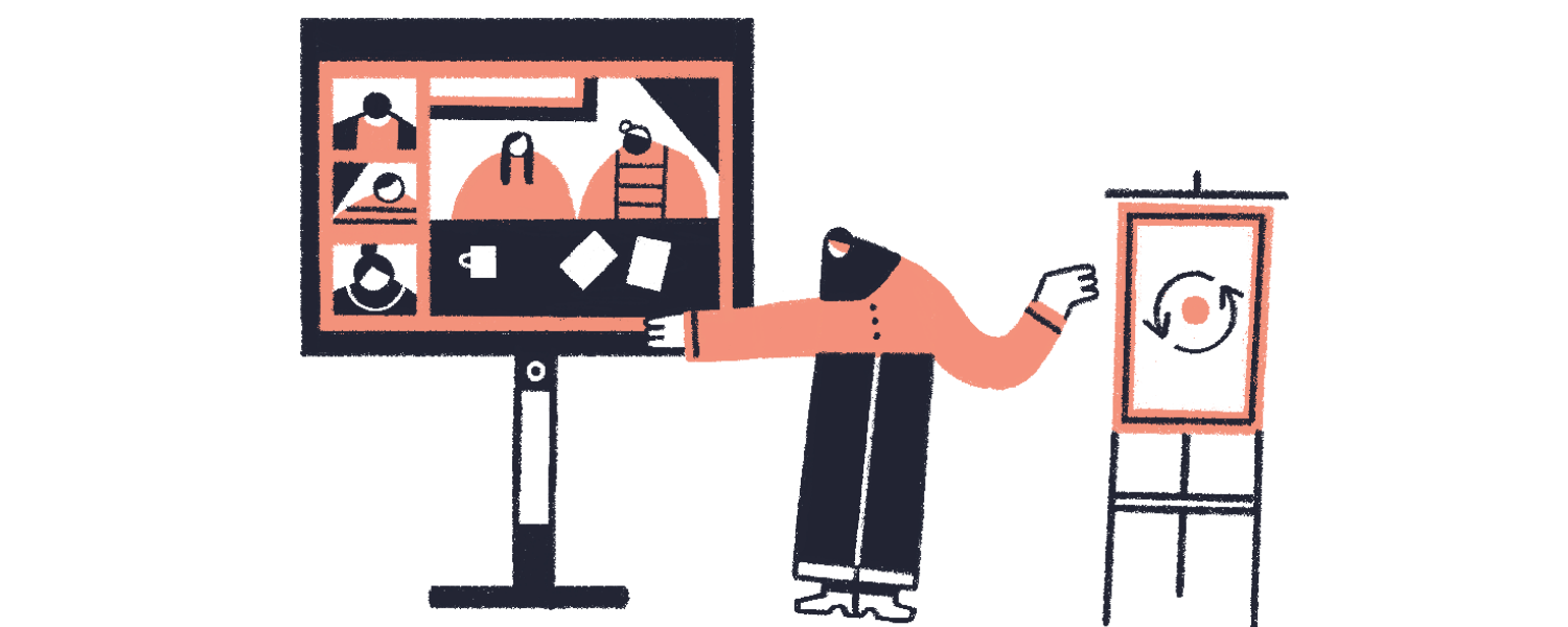 a person pointing at a smartboard