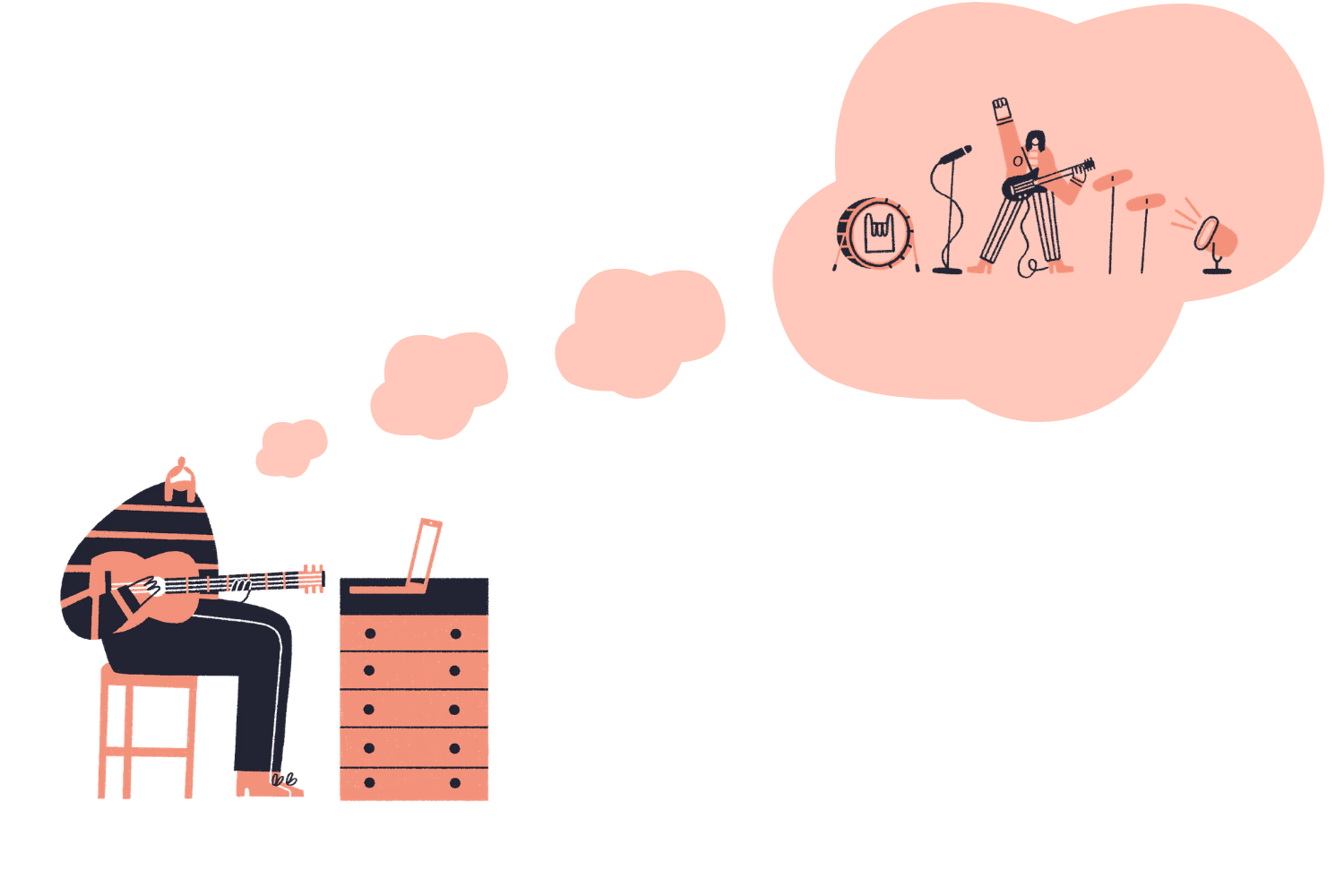 a person playing guitar and dreaming about professional career