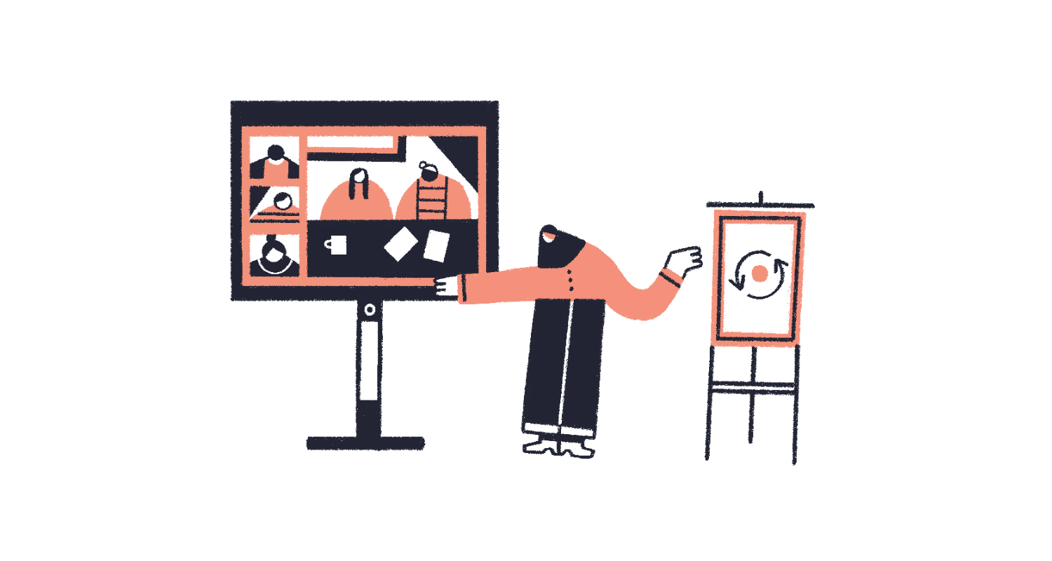 a person pointing at a smartboard