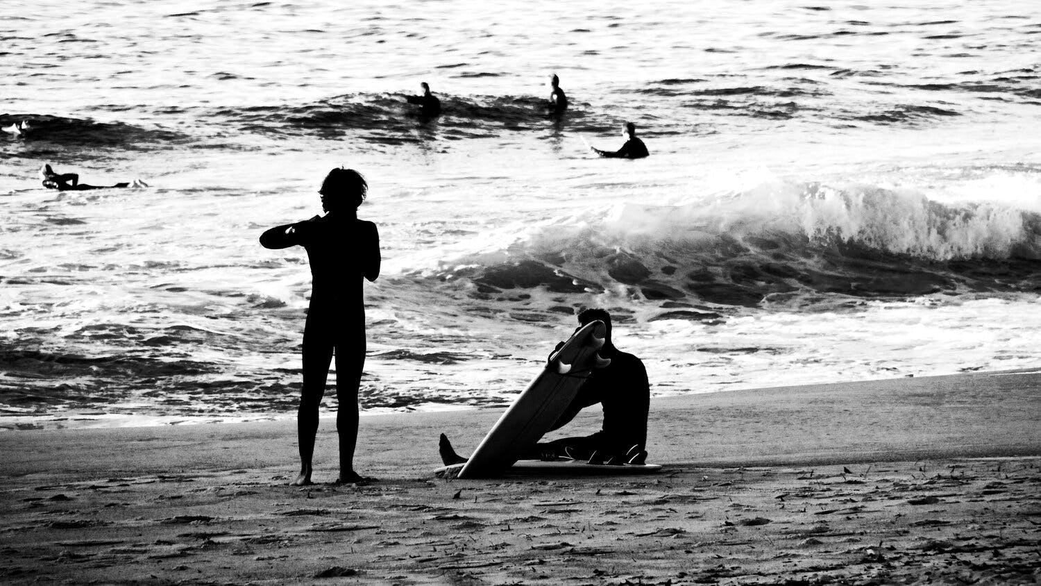 a group of people on a beach