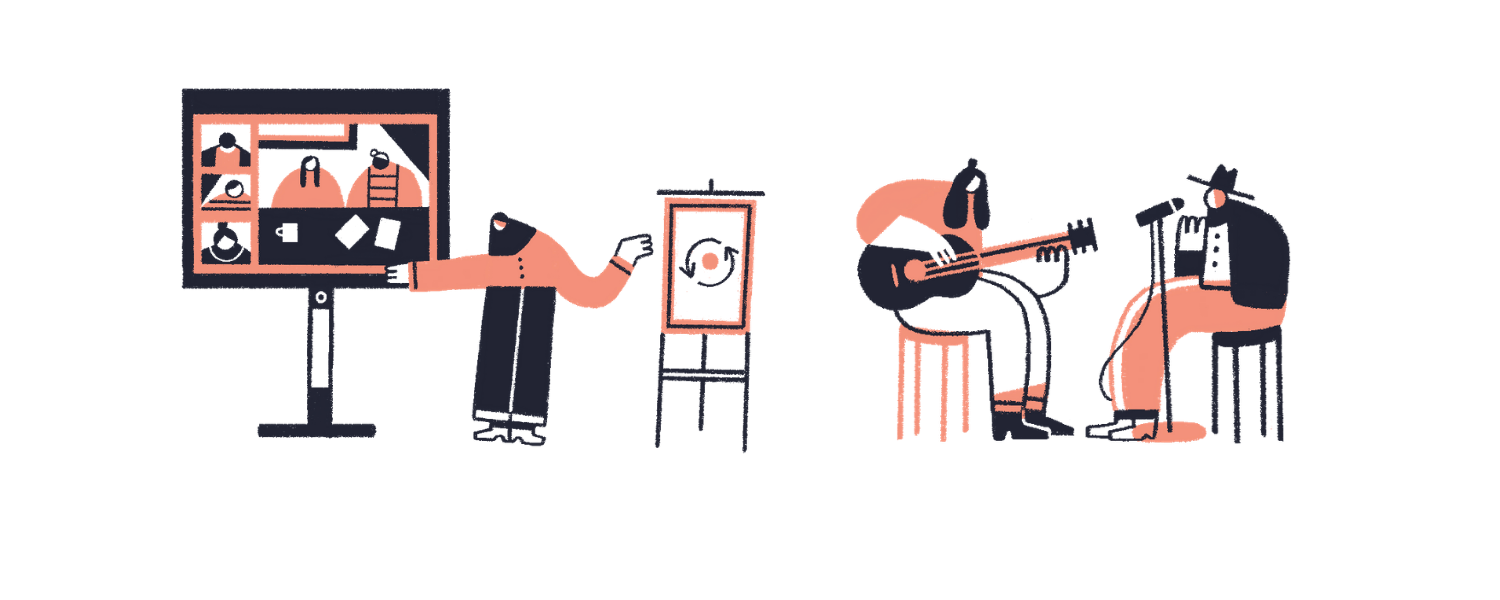 a group of people playing a guitar