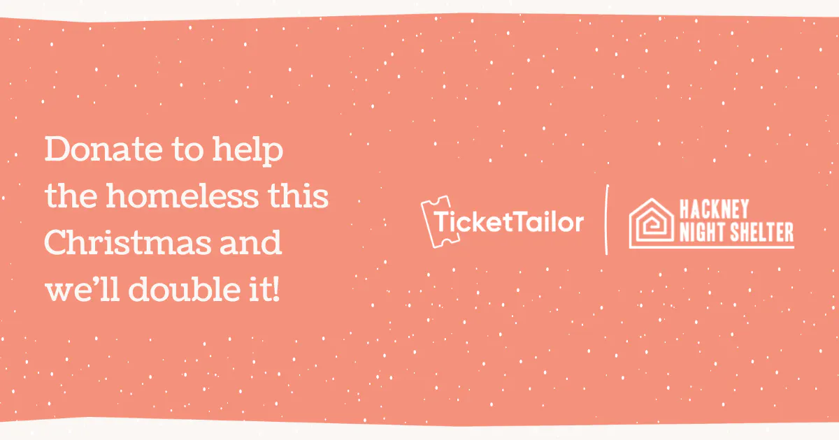 an orange background with white text saying donate to help the homeless this Christmas