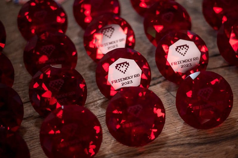 a group of shiny red gems