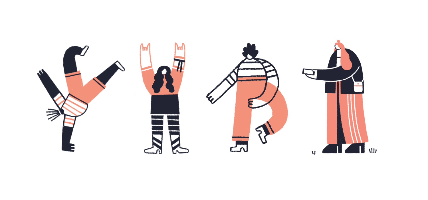 a group of people in different poses