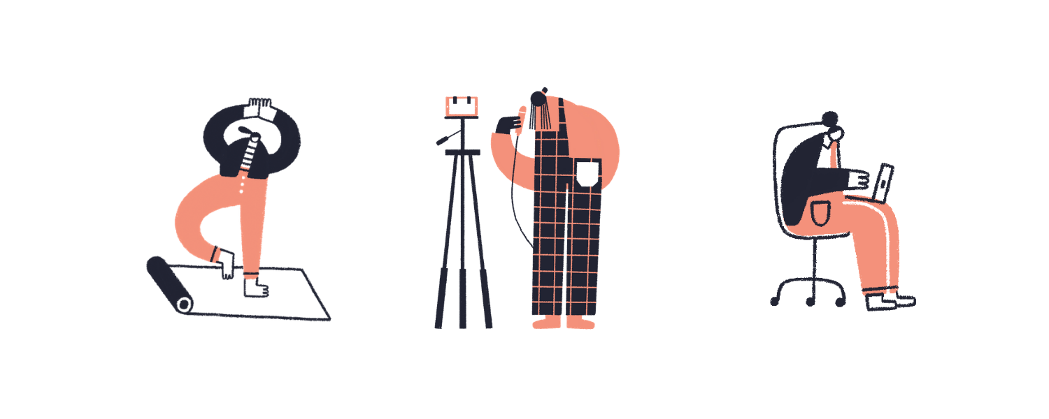 Three people are doing three different jobs.