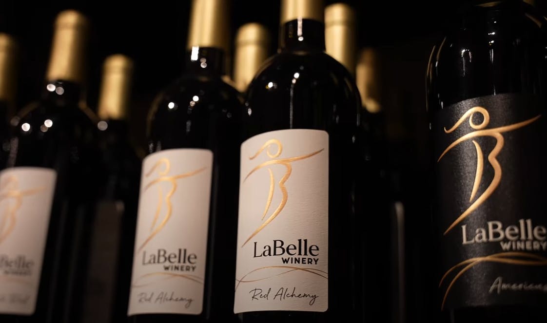 LaBelle Winery Red wine bottles