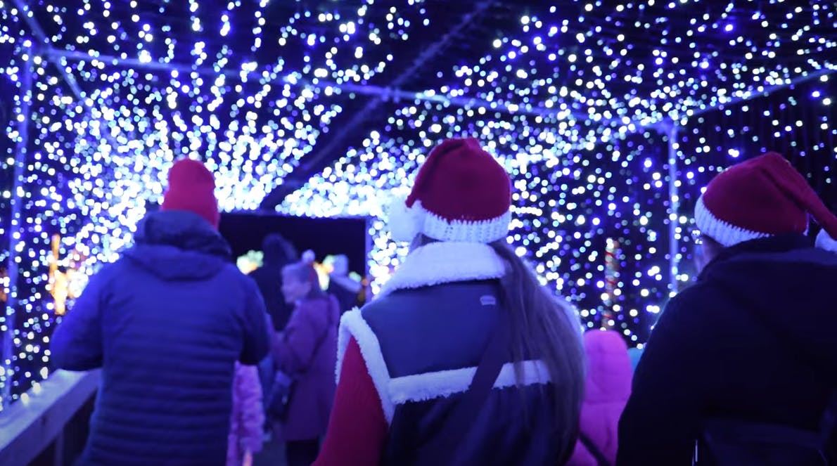 LaBelle Lights people walking through exhibit