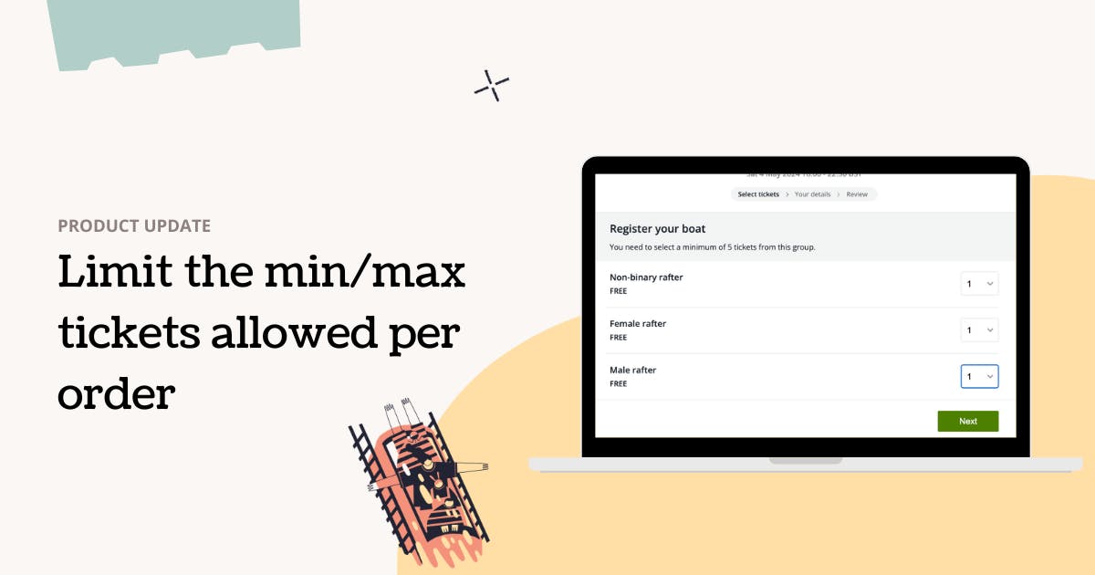 product update poster with words limit the min/max tickets allowed per order