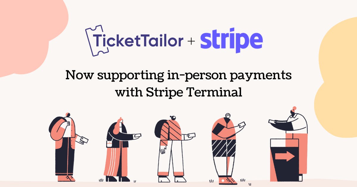 poster which says now supporting in-person payments with stripe terminal