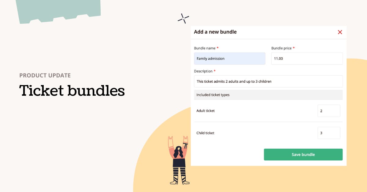 product update poster with text ticket bundles