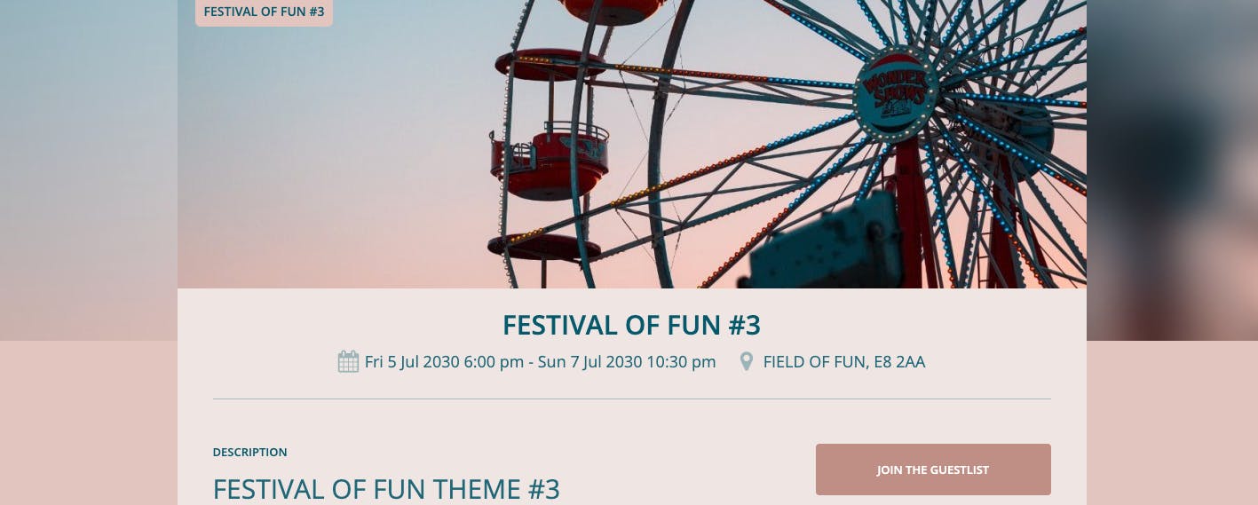 web page design with a ferris wheel with lights