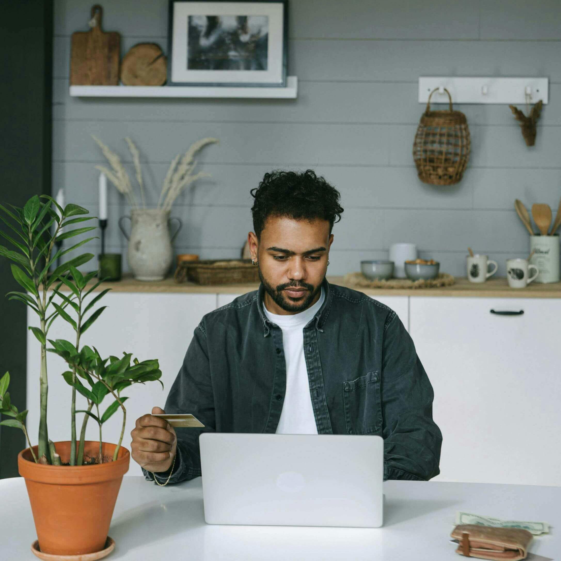 Man making online payment