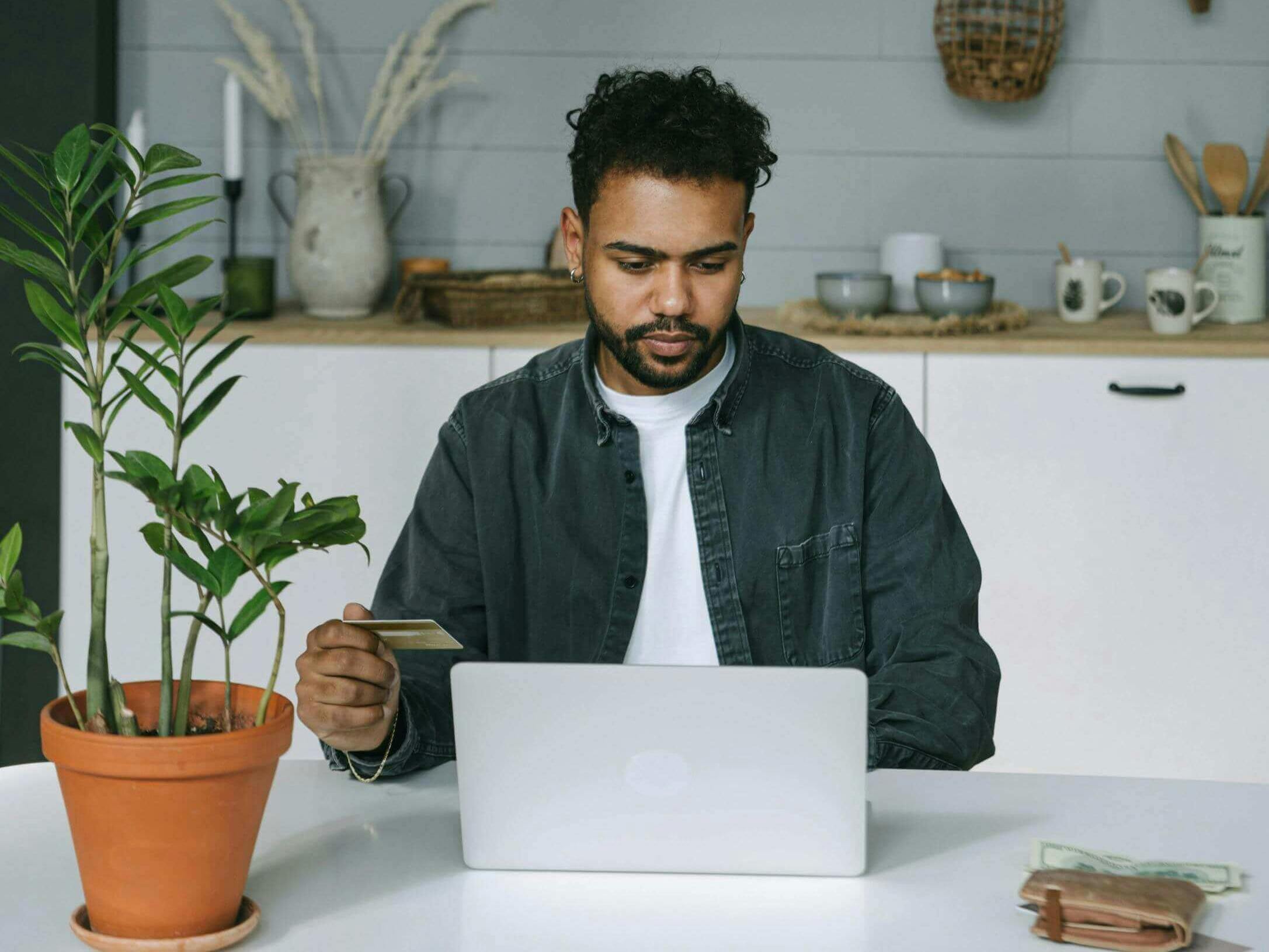 Man making online payment