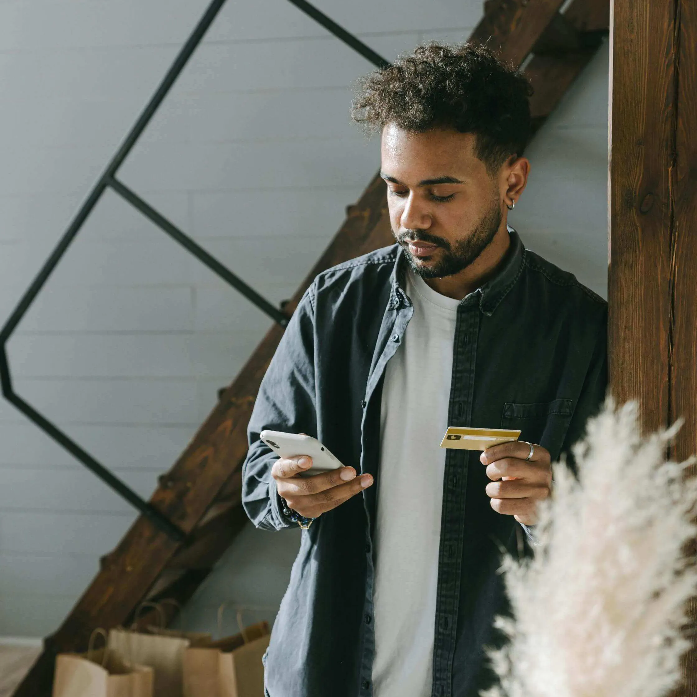 Person making payment on phone