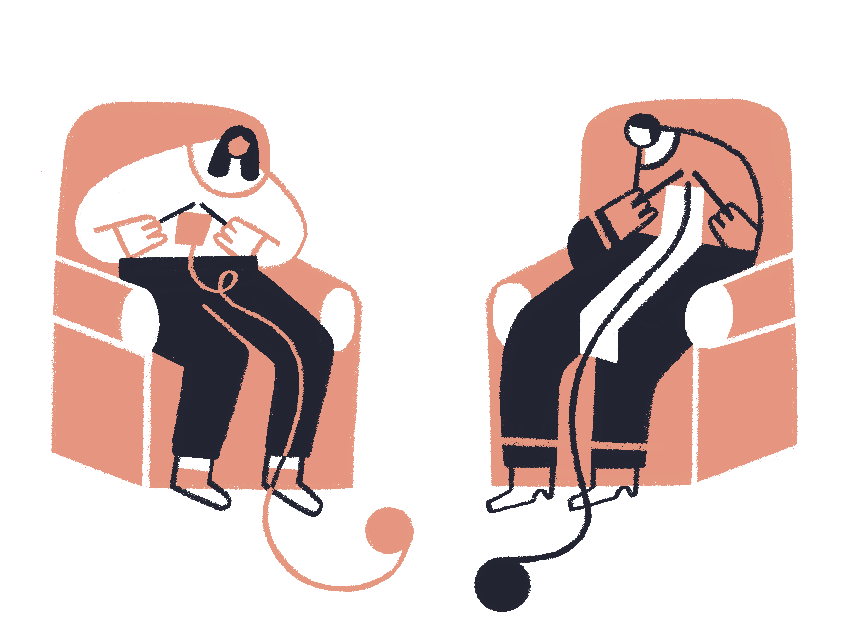 illustration of people knitting