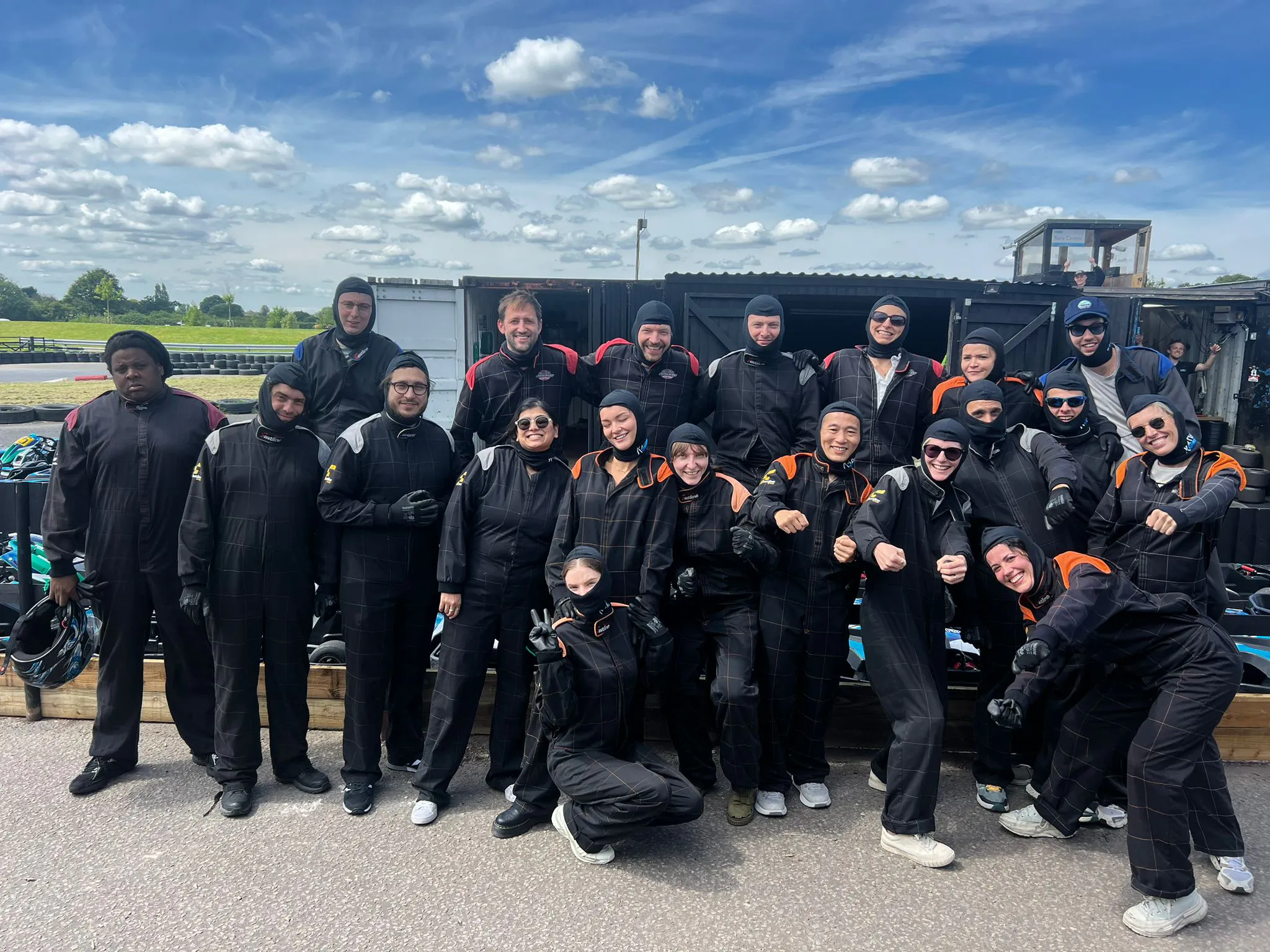 team photo at go karting