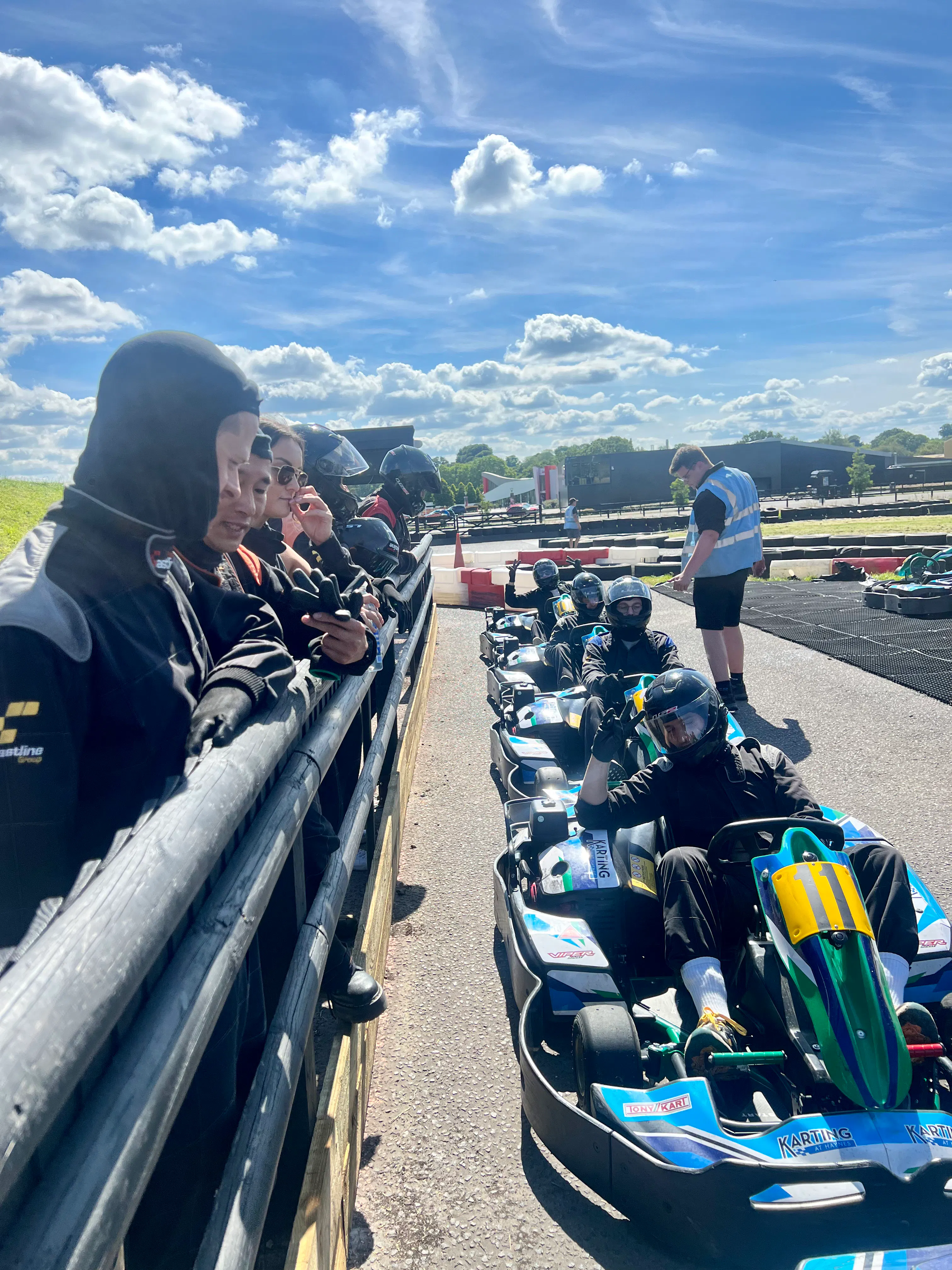 go karting cats lined up