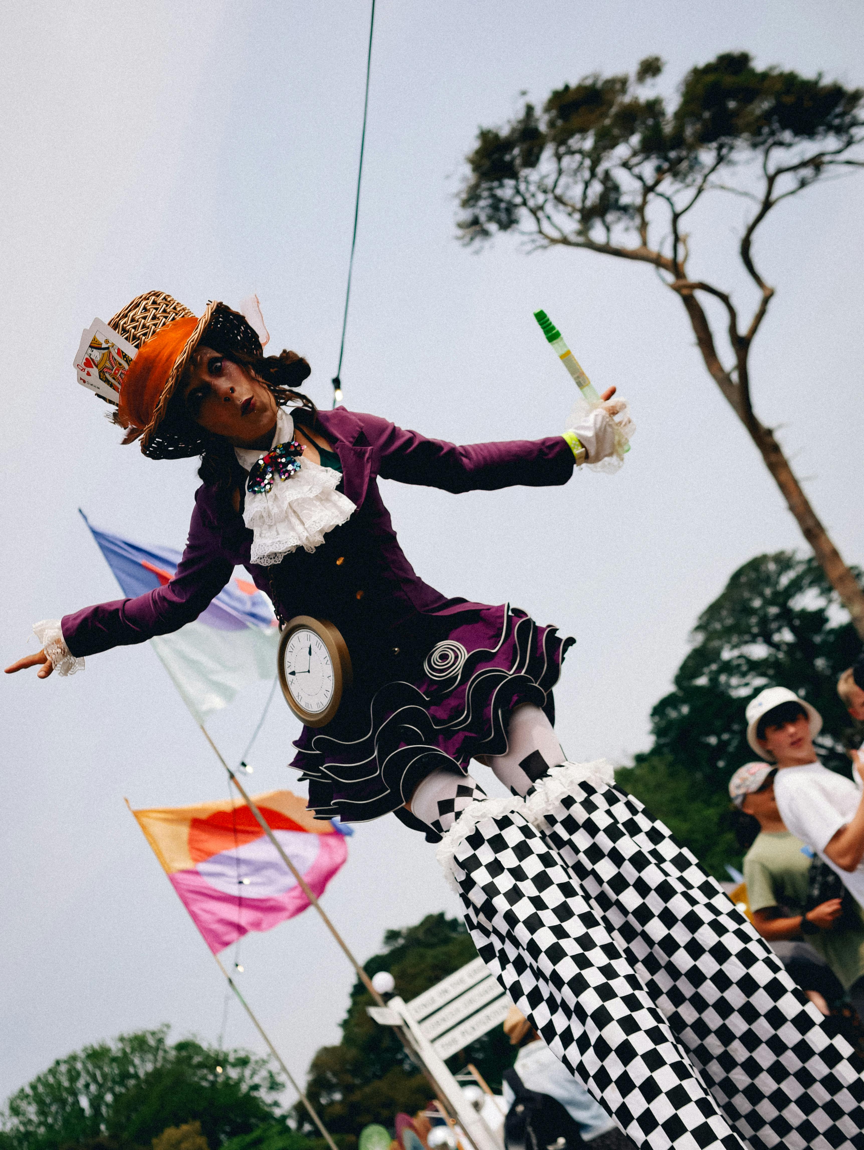 The Great Estate Festival stiltwalker in fancy dress