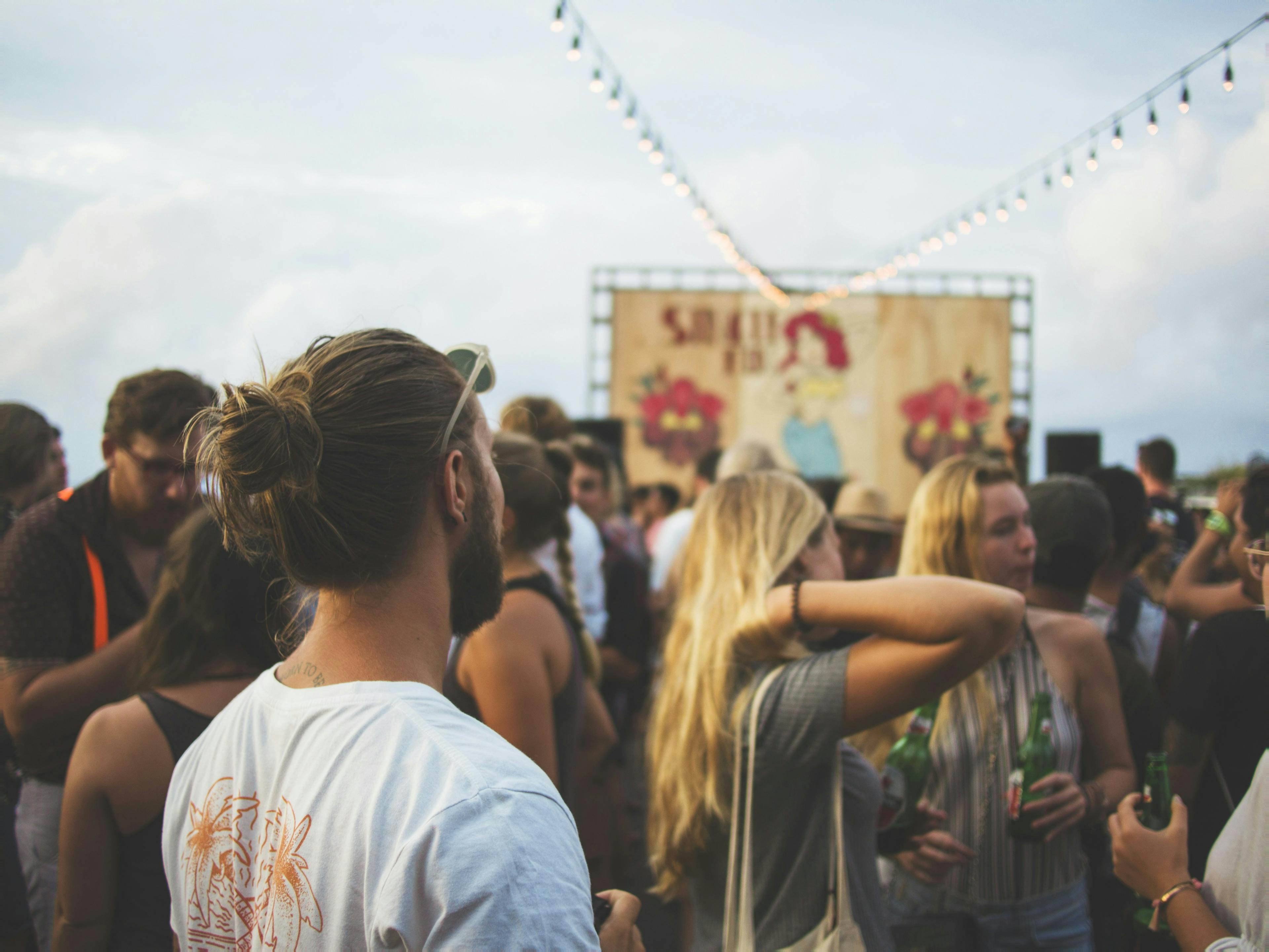 Festival crowd at dusk