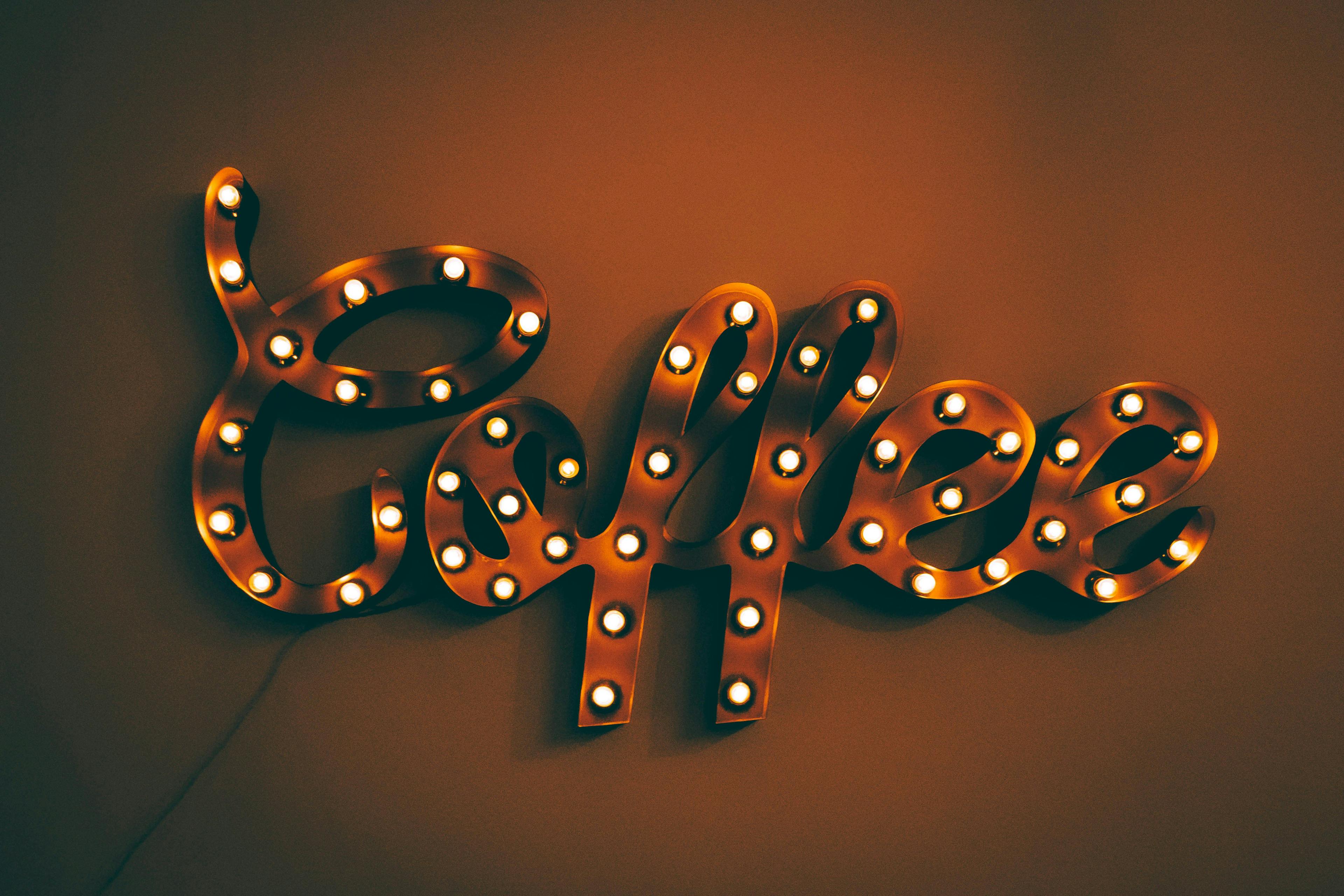 coffee sign with light bulbs
