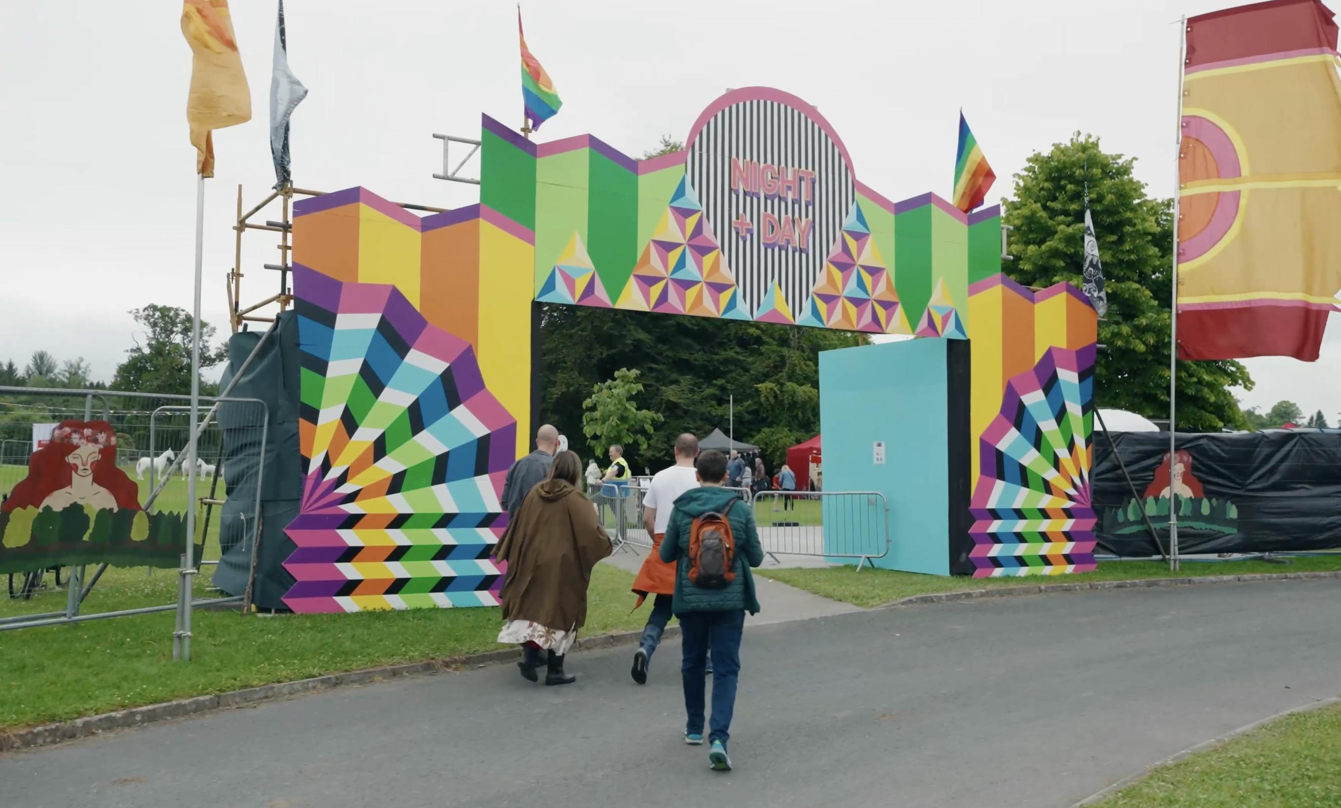 colorful Night and Day entrance