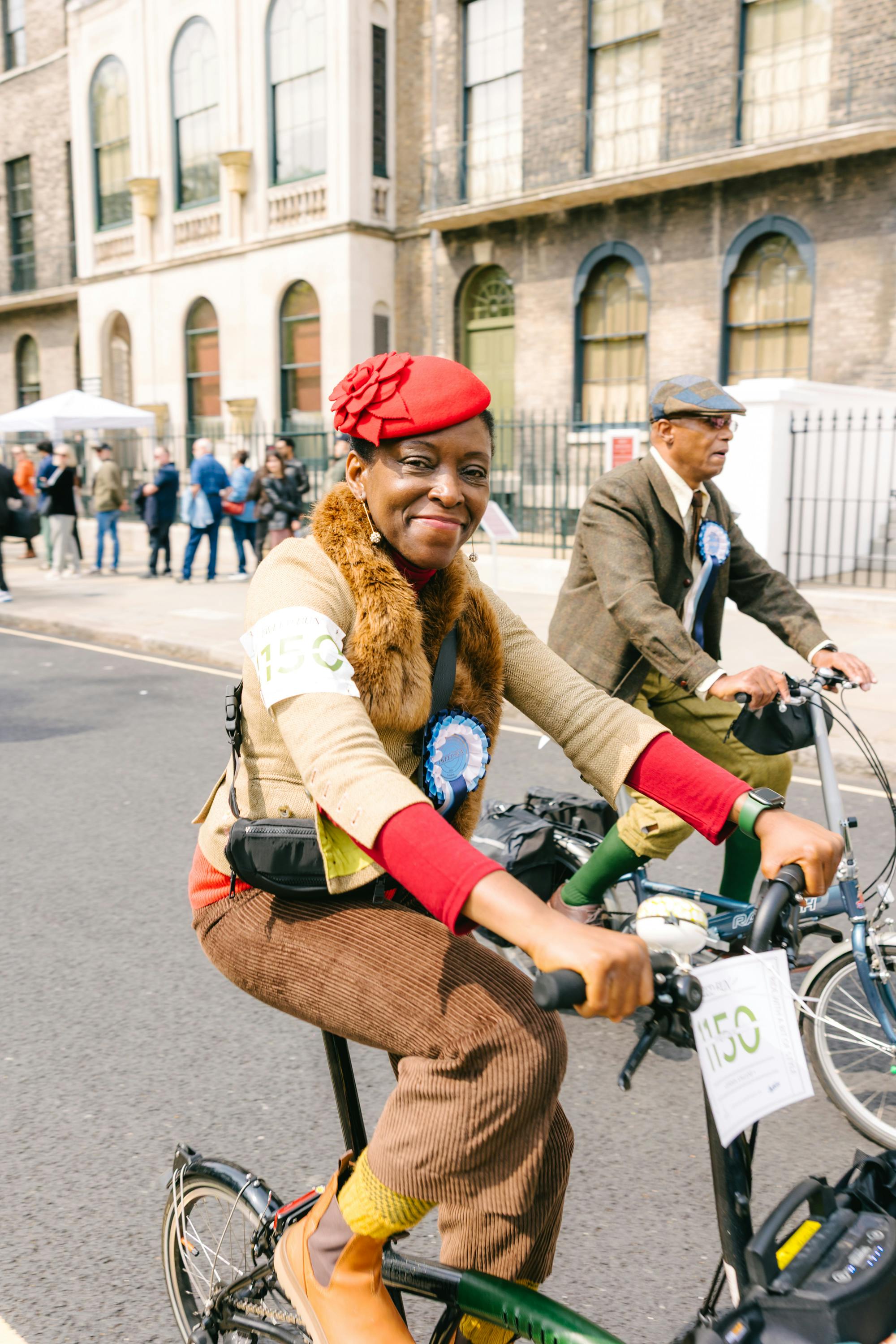 The Tweed Run lady on bike