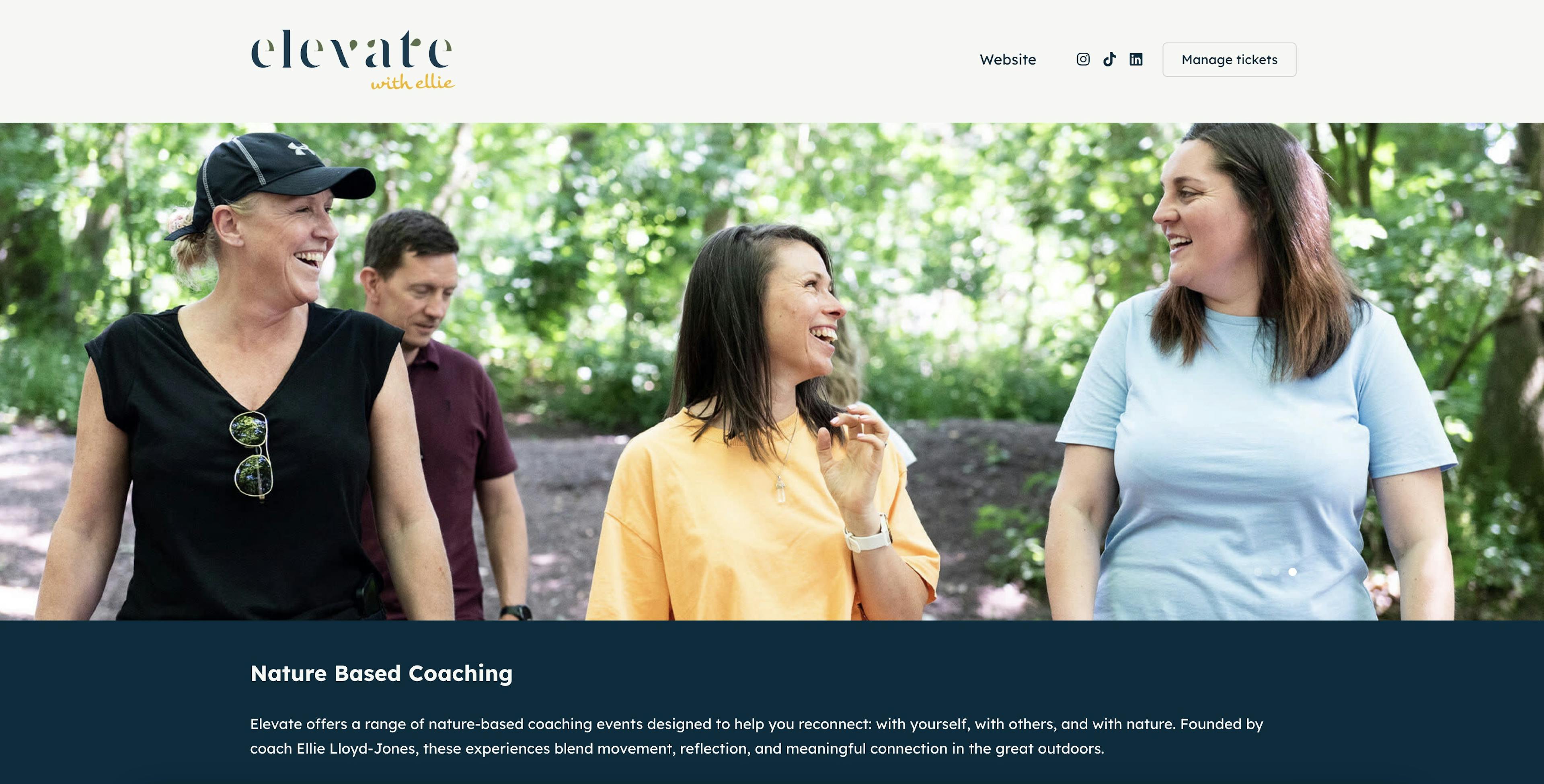 A screenshot of the box office page for Elevate with Ellie