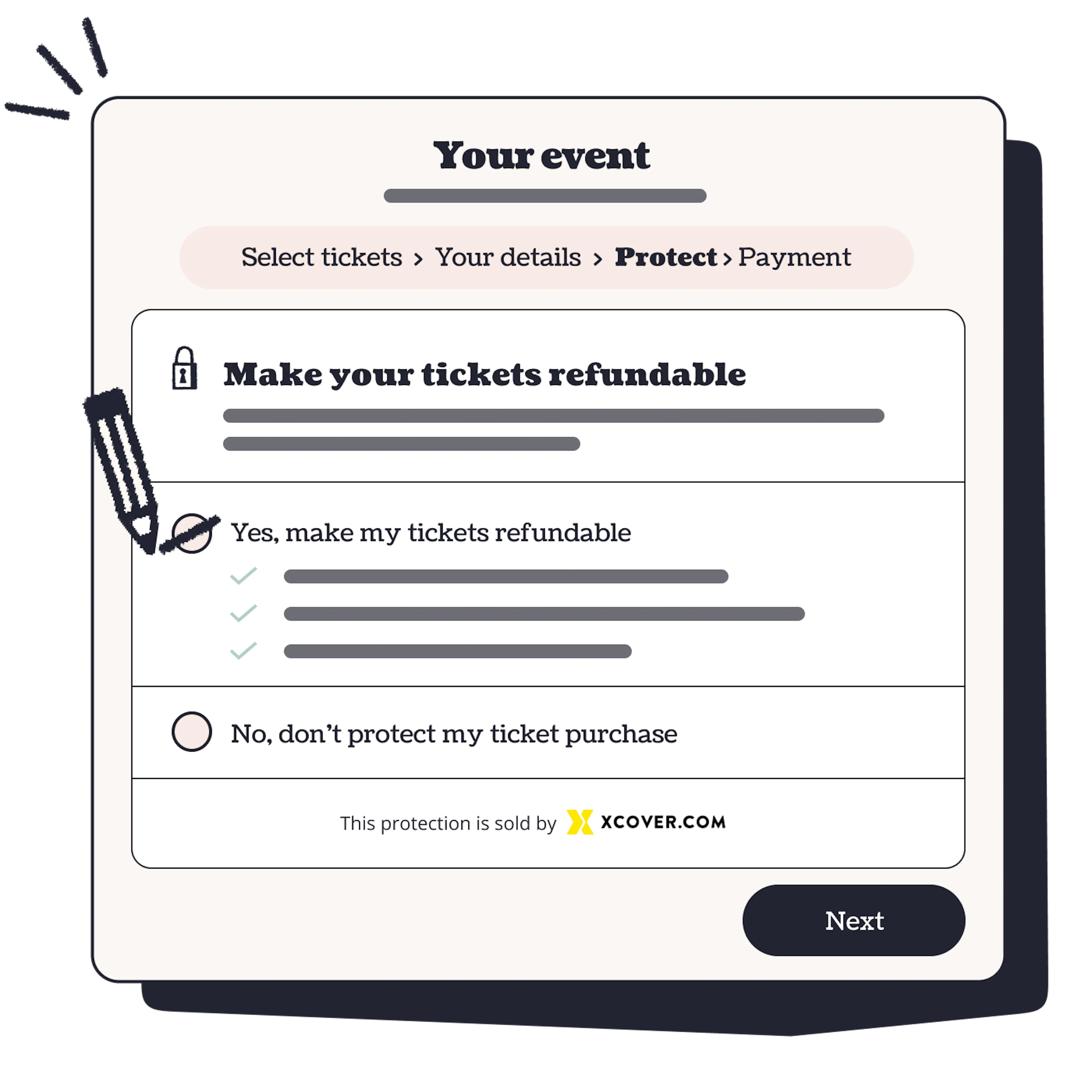 Customer checkout form with Refund Protection