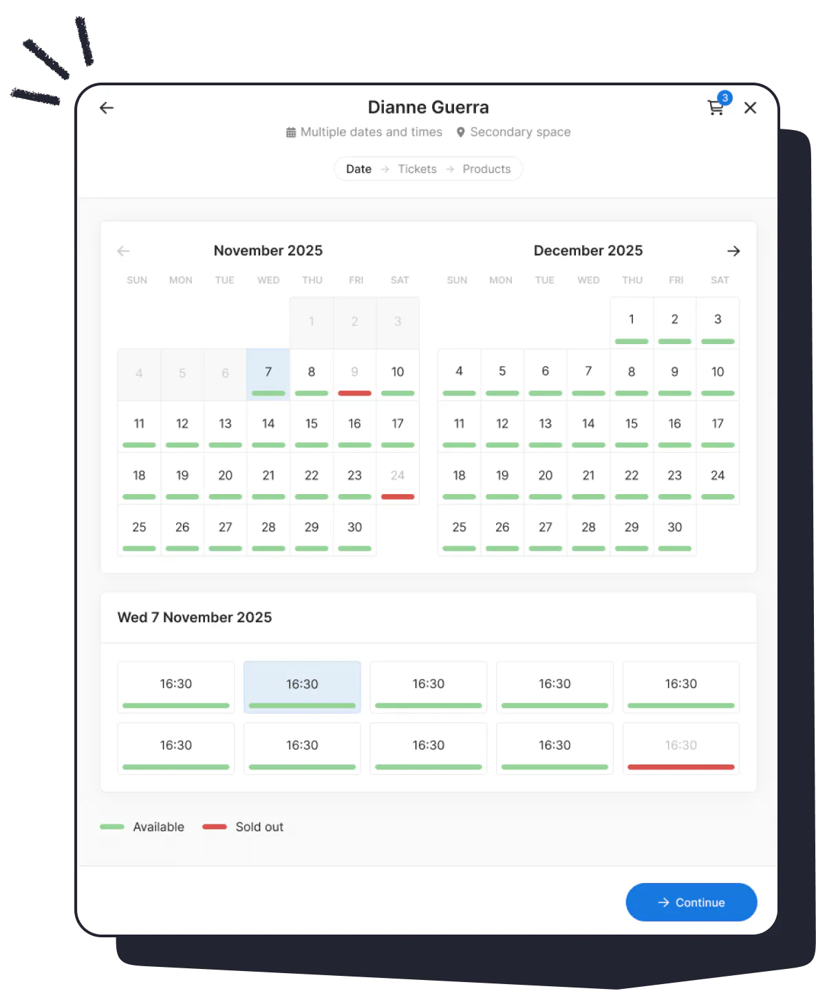 time slot selection feature