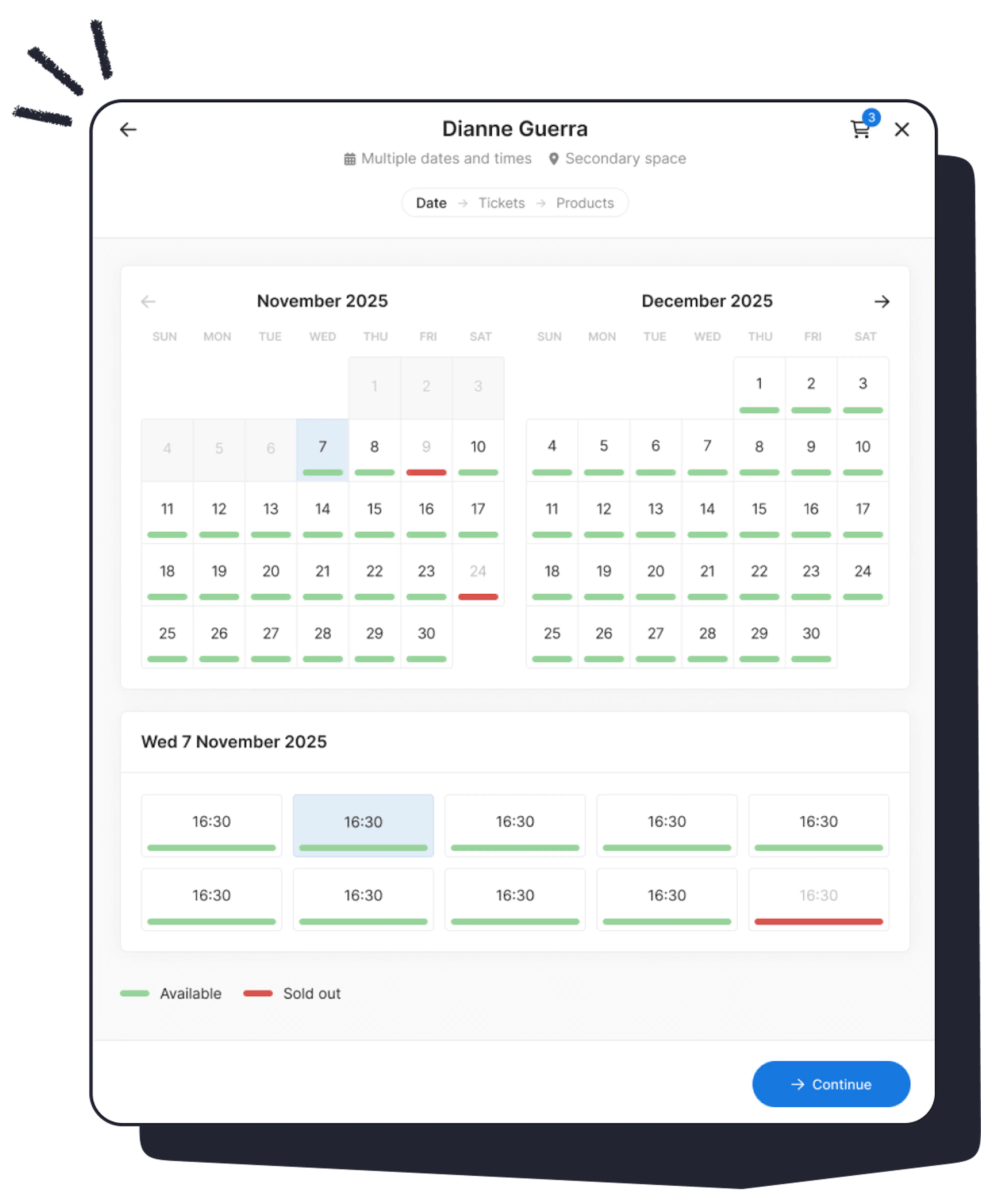 time slot selection feature