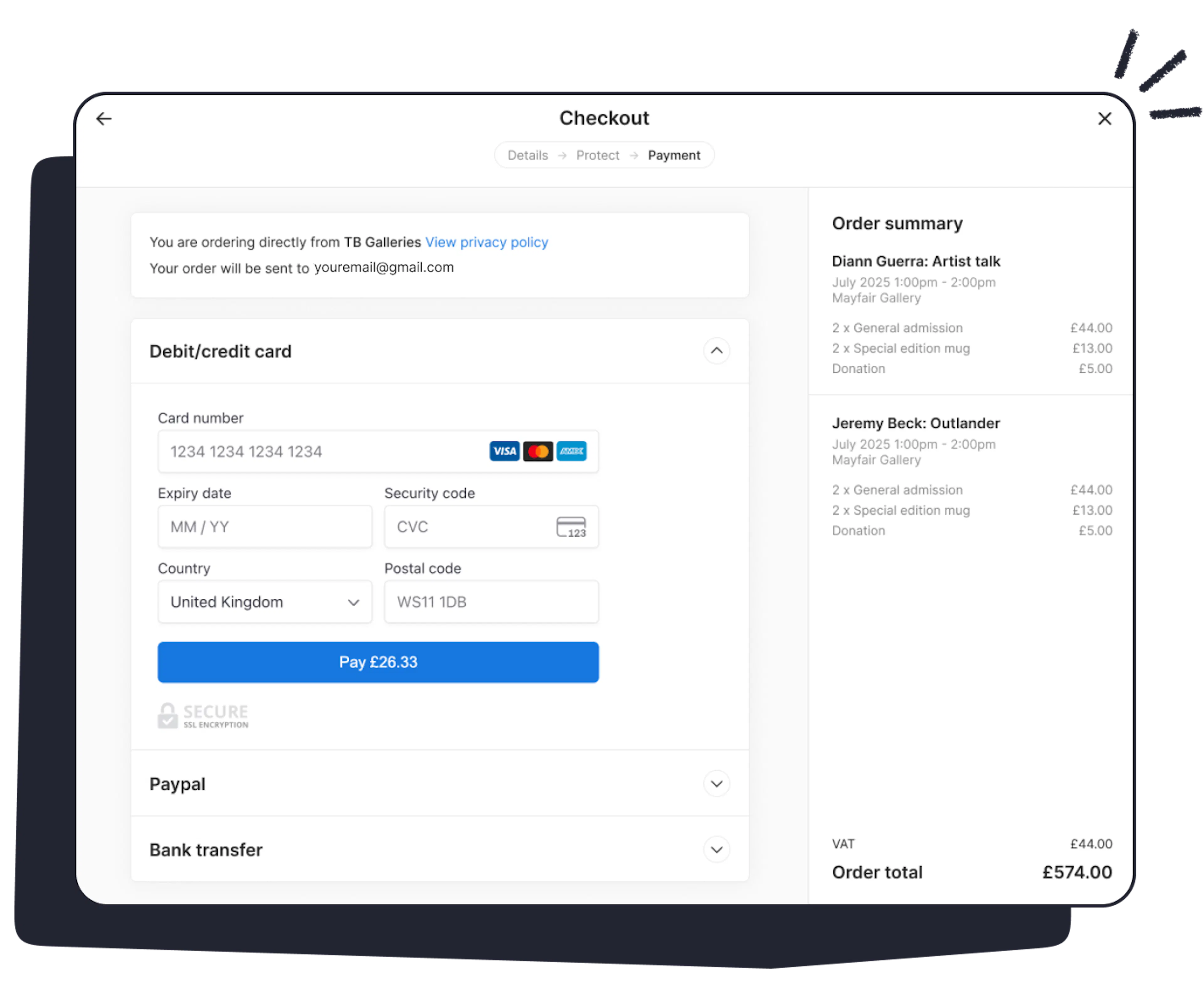 secure checkout on Ticket Tailor