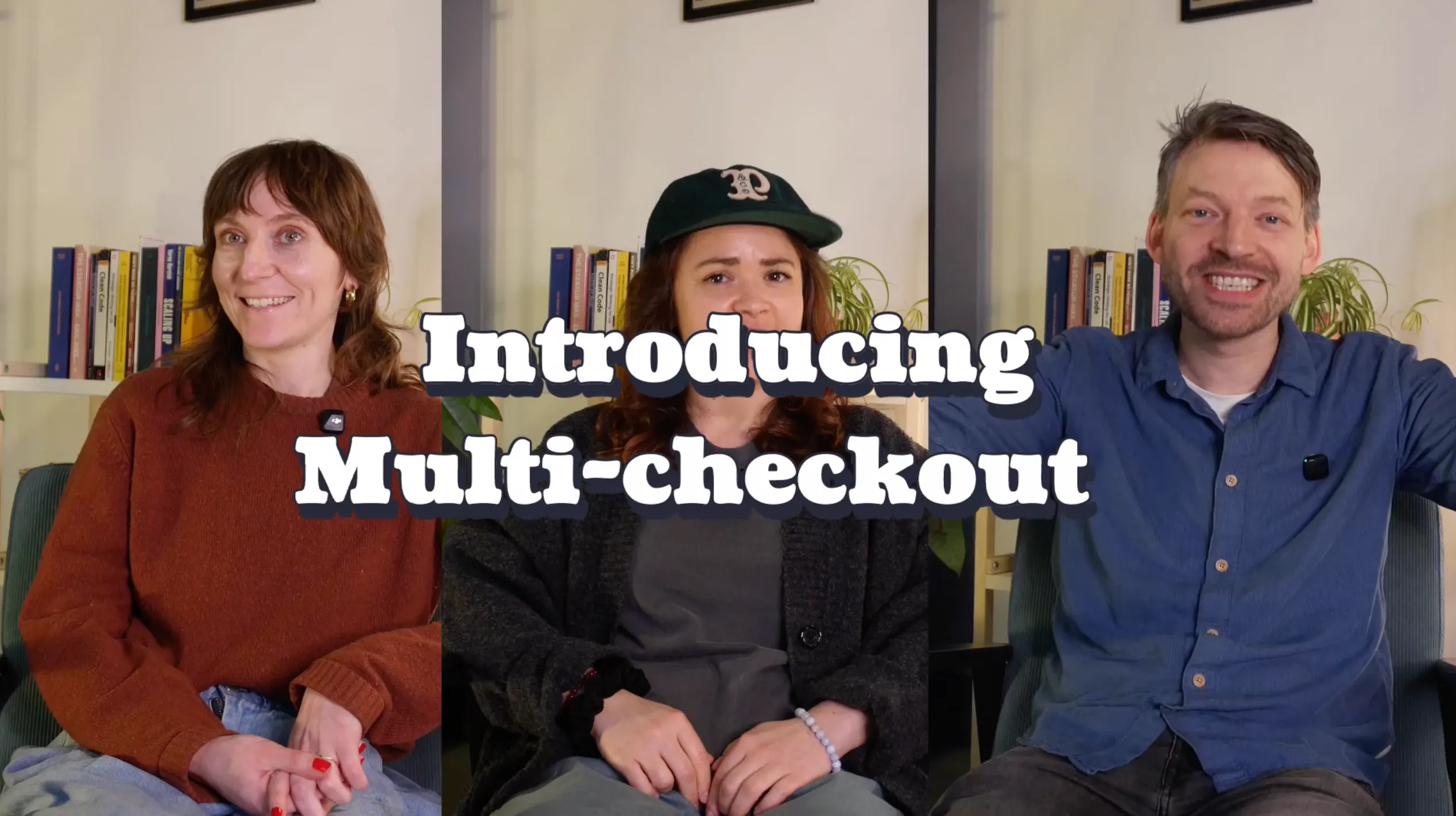 three people introducing multi-checkout