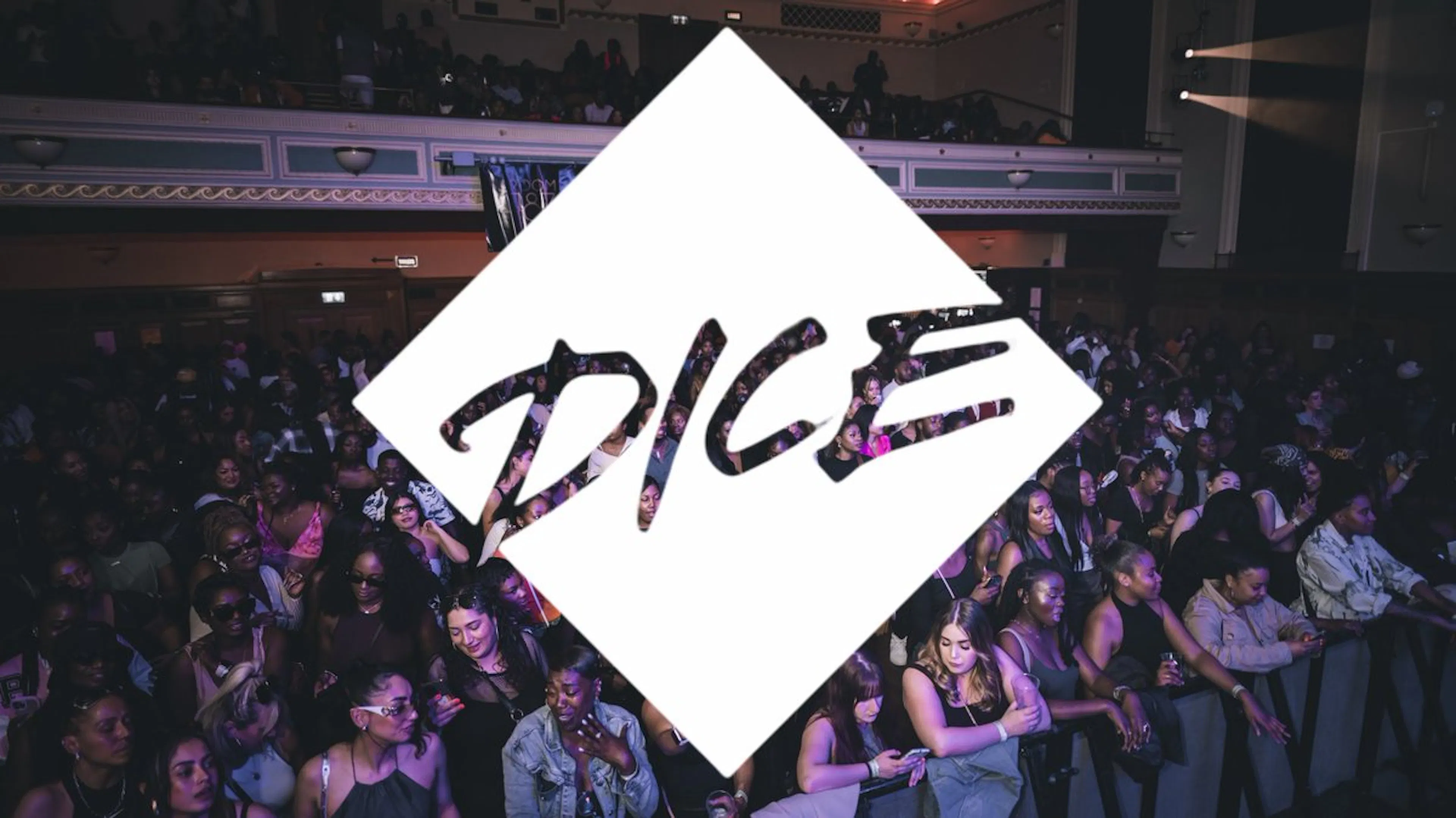 crowd at gig with Dice Logo Overlaid
