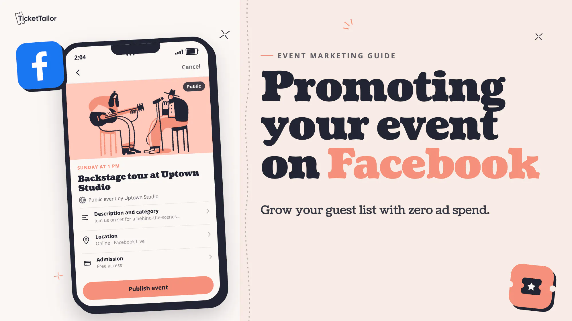 a blog cover for a guide to promoting events on facebook
