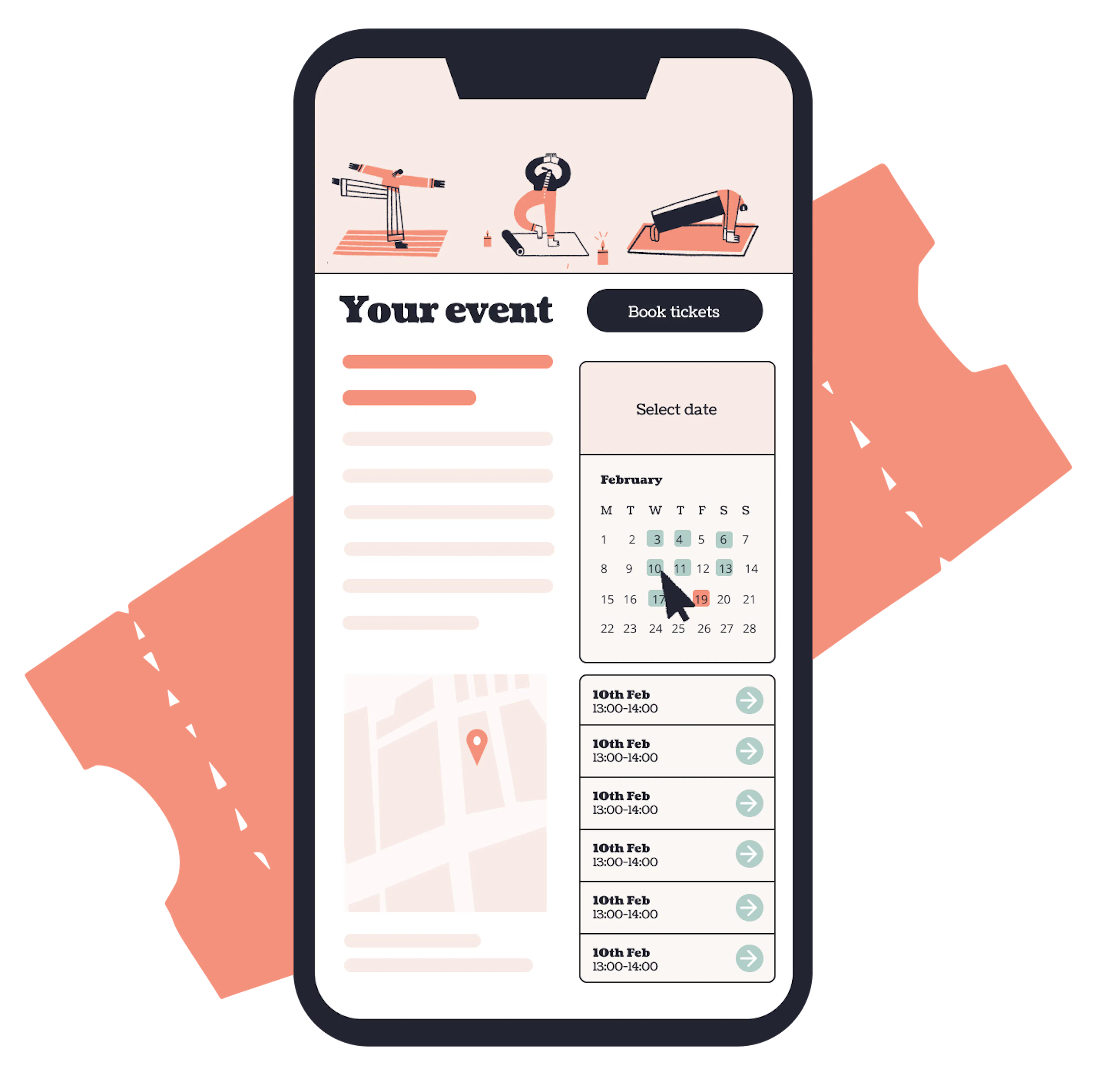 Calendar view on event page mobile