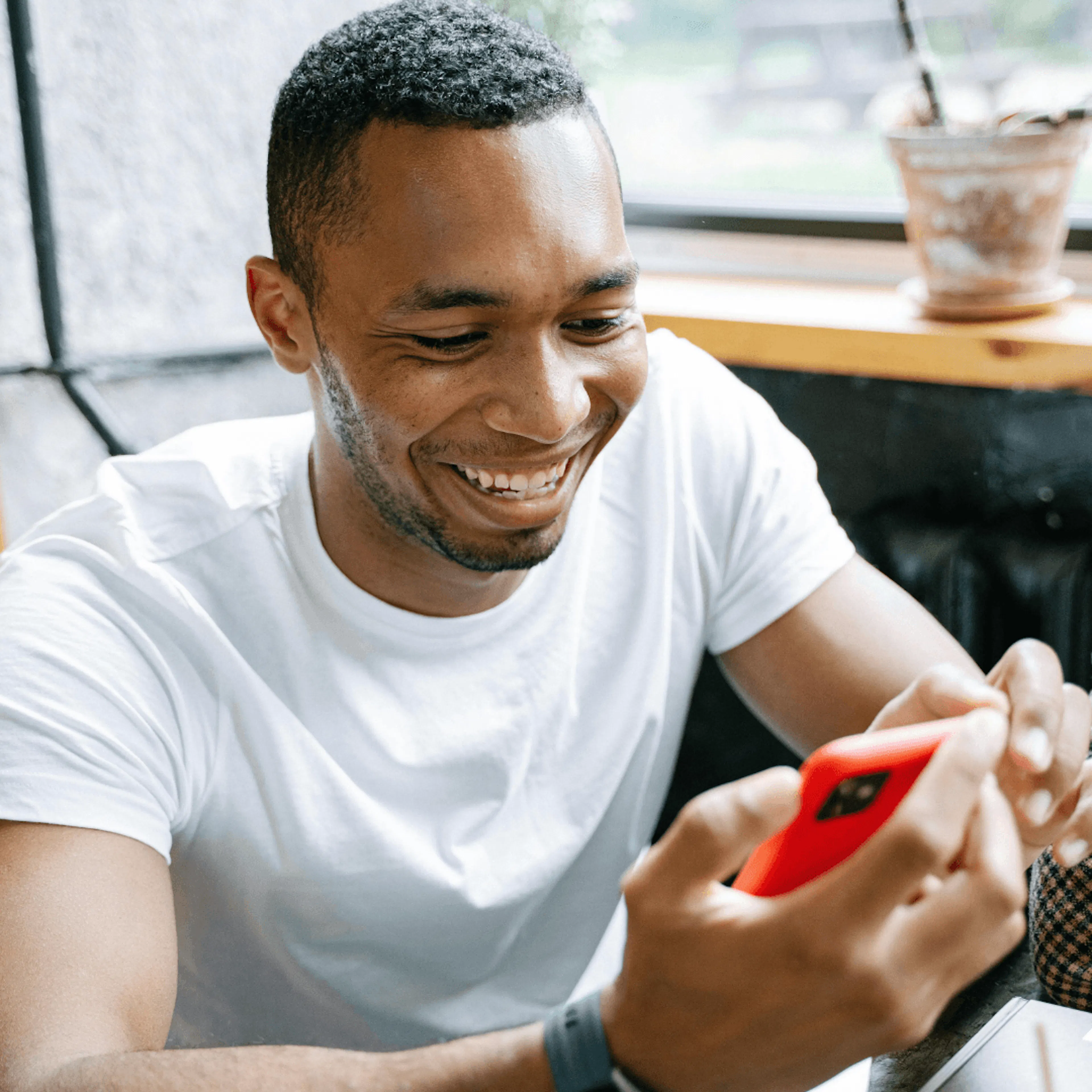 person receiving text message 