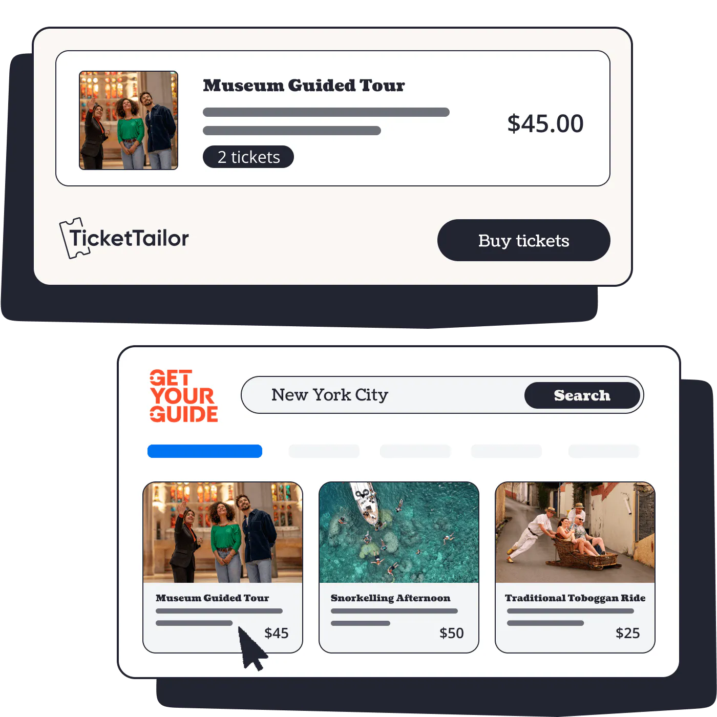 Selling tickets on Ticket Tailor and GetYourGuide