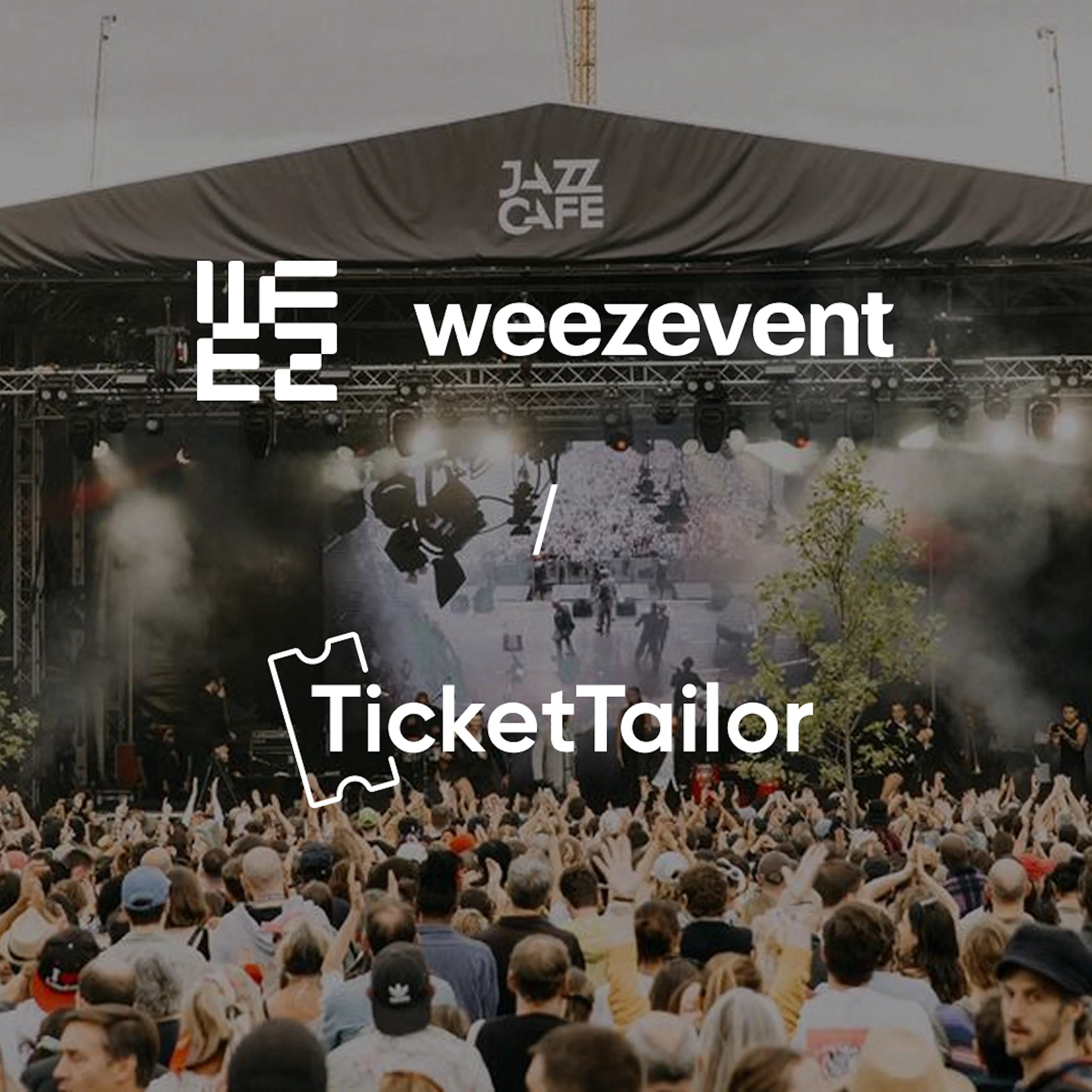 festival background with a weezevent and ticket tailor logo