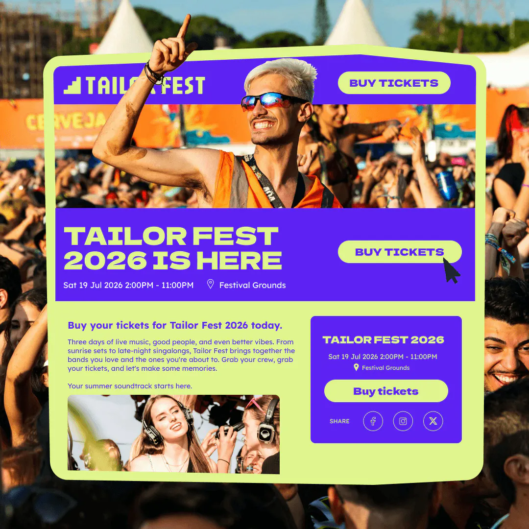 Mock festival event page