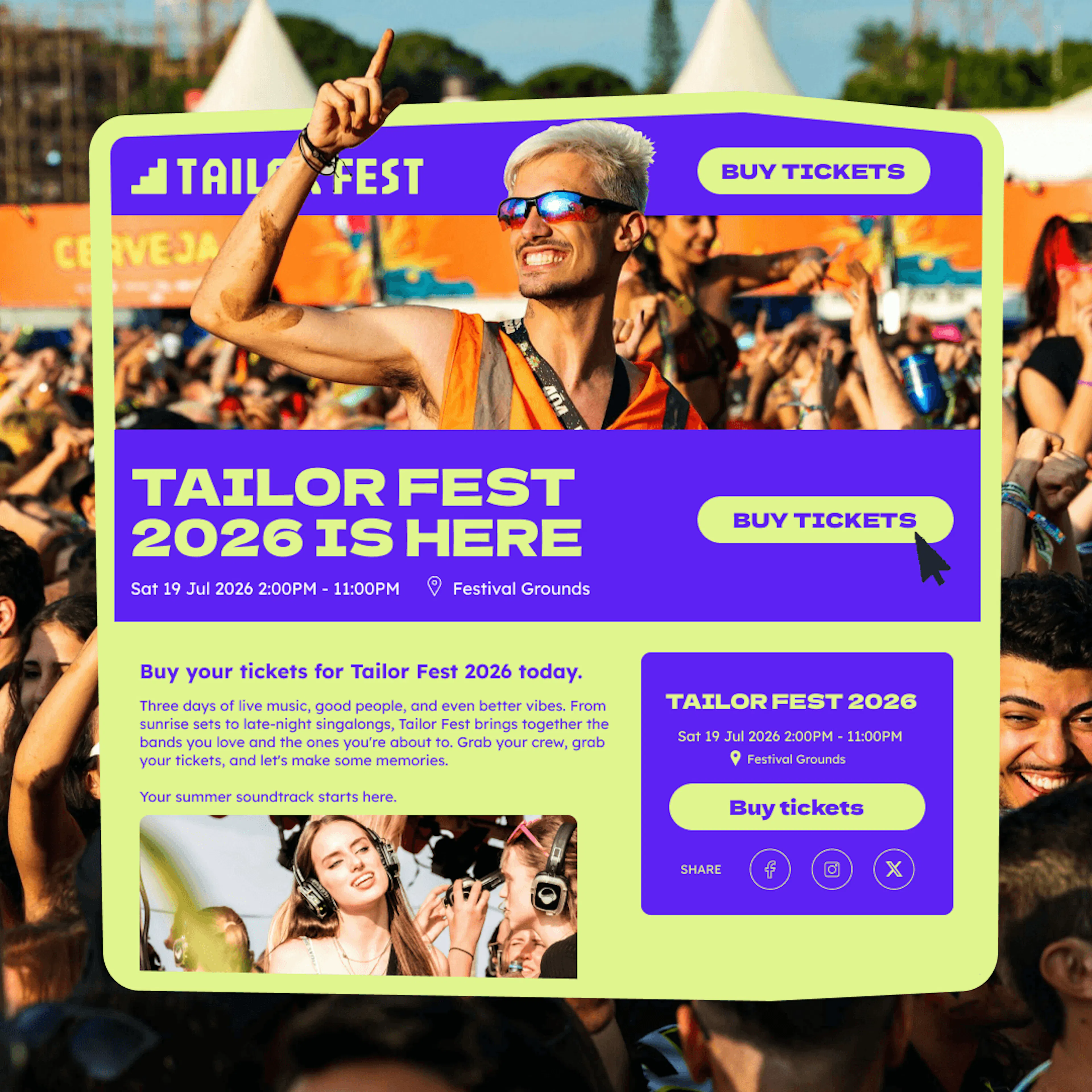 Mock festival event page